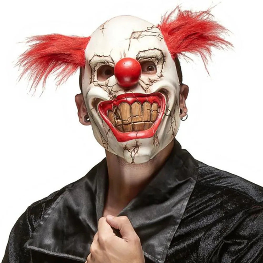 Halloween clown masker – eng en kleurrijk volledig gezichtsmasker van lichtgewicht materiaal, ideaal voor Halloween, cosplay en verkleedfeesten.