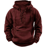 Heren hoodie met vetersluiting en dikke stof
