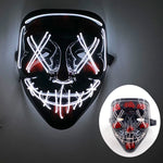 LED Halloween masker – draadloos lichtgevend party masker met meerdere stijlen en knipperende effecten, perfect voor Halloween, feestjes en cosplay voor kinderen en volwassenen.