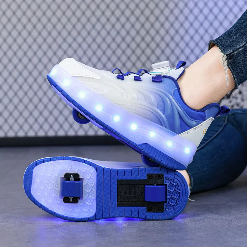 LED licht rolschaats schoenen – verlichte USB sneakers voor kinderen, comfortabel en veilig met kleurrijk design, ideaal voor plezier en buitenactiviteiten.