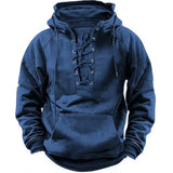 Heren hoodie met vetersluiting en dikke stof