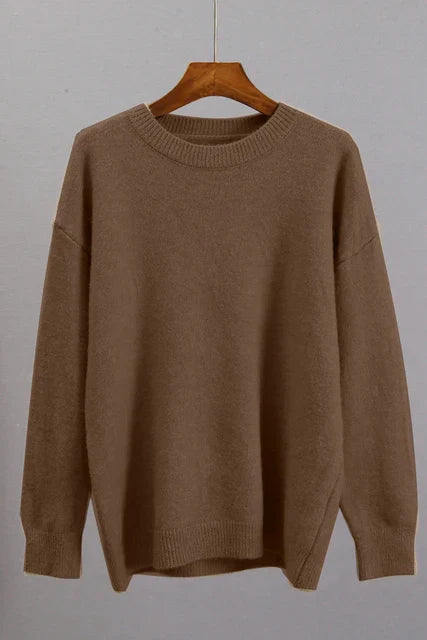 Basic damestrui van kasjmier in een effen kleur, met een tijdloos ontwerp en comfortabele pasvorm – perfect voor een elegante en warme look.