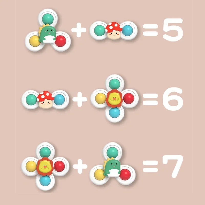 3-delige zuignap draaier – fidget spinner - educatief badspeelgoed voor uren speelplezier. Stimuleert de motorische ontwikkeling van je kleintje tijdens het baden.