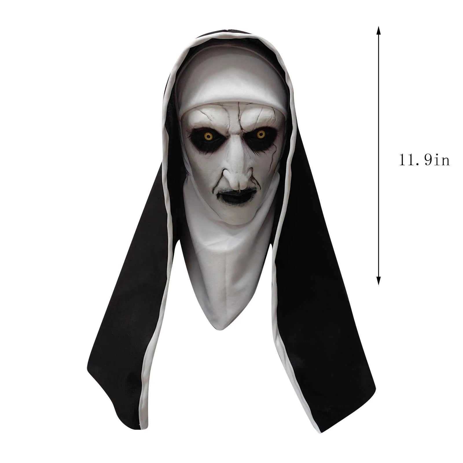 Halloween horror nonnenmasker – eng volledig gezichtsmasker van lichtgewicht materiaal, ideaal voor Halloween, horrorparty’s en verkleedfeesten.