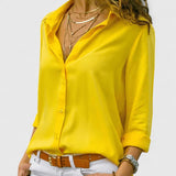 Dames blouse met V-hals en lange mouwen