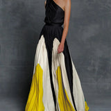 One Shoulder Maxi Jurk met Kleurencontrast