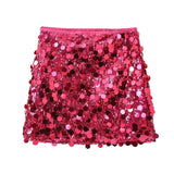 Glitter Pailletten Mini Rok met Hoge Taille en Glam Look