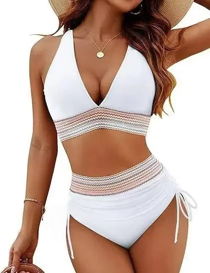 Tummy control bikini set voor dames – flatterende en comfortabele zwemsuit met controlerende taille, ideaal voor het creëren van een slanker silhouet. Perfect voor stranddagen en zwembaden.