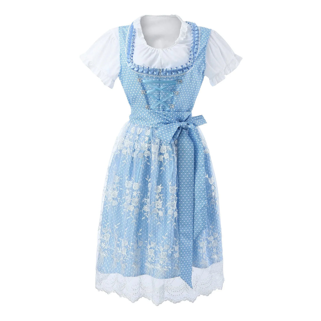 Trendy Oktoberfest dirndljurk – midi damesjurk met modern Beiers ontwerp, flatterende pasvorm en stijlvolle details, perfect voor bierfeesten en thema-evenementen.