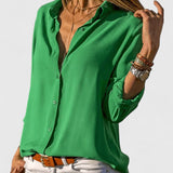 Dames blouse met V-hals en lange mouwen