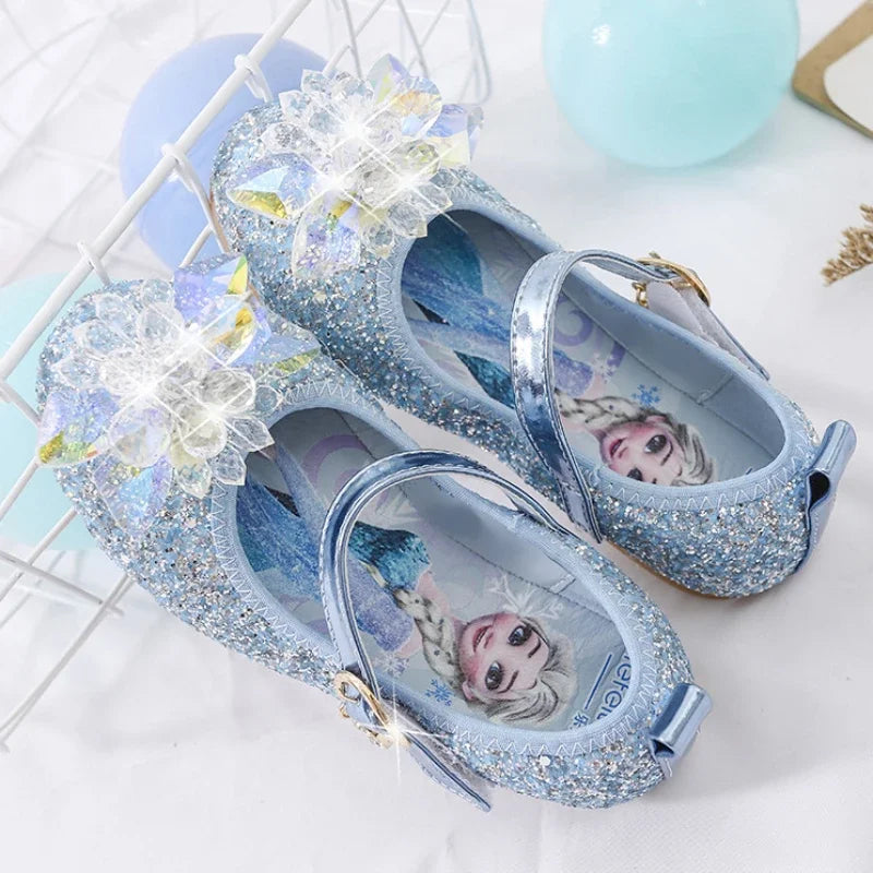 SparklePrincess glinsterende meisjesschoenen met zilveren roos en kristalaccenten – elegante en comfortabele schoenen voor feestelijke gelegenheden en speciale momenten.