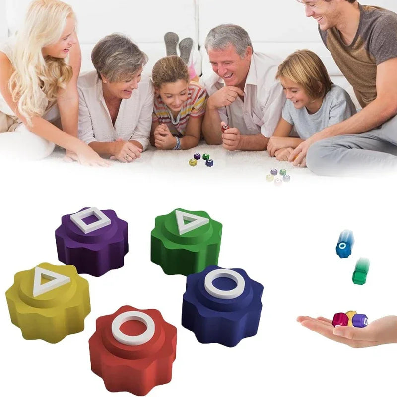 Partyspel props set met vierkant, cirkel en driehoek symbolen – familie spel met traditionele Koreaanse spellen zoals Steen Vangspel, Gonggi, Ddakji, Jegichagi en Biseokchigi geïnspireerd op Squid Game.