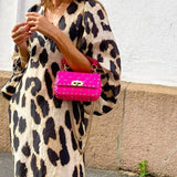 Luipaardprint Maxi Jurk met V-Hals