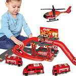 Race’n Rescue speelset – vliegtuig, brandweerwagens en garage voor kinderen, stimuleert fantasierijk spel, coördinatie en rollenspel.