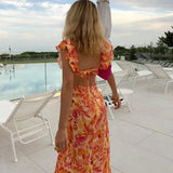 Maxi Jurk met Bloemenprint en Volantdetails