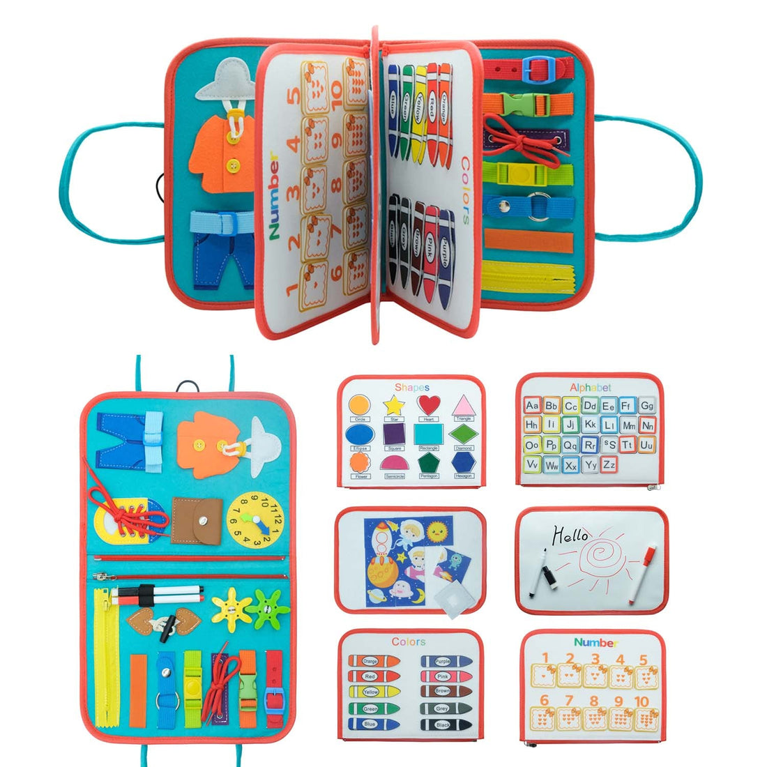SensoryFun Montessori zintuiglijk viltboek voor kinderen – educatief en interactief boek dat fijne motoriek, zintuiglijke ontwikkeling en creatief spel stimuleert.