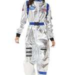 Halloween kostuum – zilverkleurig astronautenpak voor volwassenen en tieners, compleet en comfortabel outfit, ideaal voor Halloween, cosplay en verkleedfeesten.