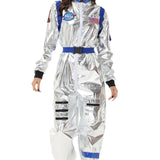 Halloween kostuum – zilverkleurig astronautenpak voor volwassenen en tieners, compleet en comfortabel outfit, ideaal voor Halloween, cosplay en verkleedfeesten.