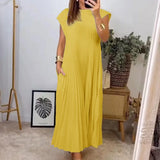 Dames Maxi Jurk met V-Hals en Mouwloos Ontwerp