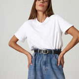 Tijdloos dames T-shirt met een klassieke pasvorm, geschikt voor elke gelegenheid.
