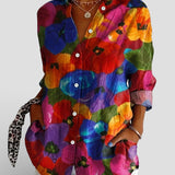 Dames Blouse met Abstracte Print en Knoopsluiting