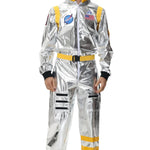 Halloween kostuum – zilverkleurig astronautenpak voor volwassenen en tieners, compleet en comfortabel outfit, ideaal voor Halloween, cosplay en verkleedfeesten.