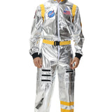 Halloween kostuum – zilverkleurig astronautenpak voor volwassenen en tieners, compleet en comfortabel outfit, ideaal voor Halloween, cosplay en verkleedfeesten.