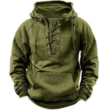 Heren hoodie met vetersluiting en dikke stof