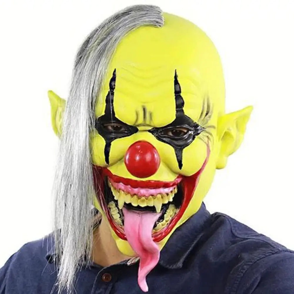 Halloween clown masker – eng en kleurrijk volledig gezichtsmasker van lichtgewicht materiaal, ideaal voor Halloween, cosplay en verkleedfeesten.