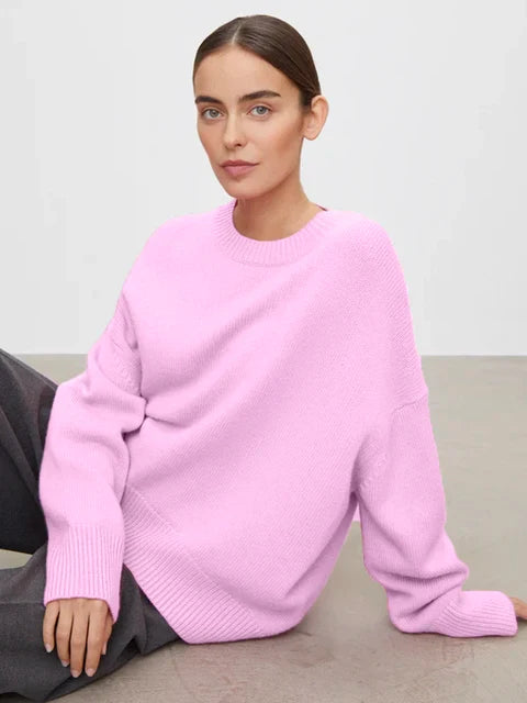 Basic damestrui van kasjmier in een effen kleur, met een tijdloos ontwerp en comfortabele pasvorm – perfect voor een elegante en warme look.