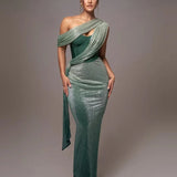 Elegante One Shoulder Avondjurk met Glans