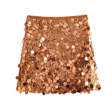 Glitter Pailletten Mini Rok met Hoge Taille en Glam Look