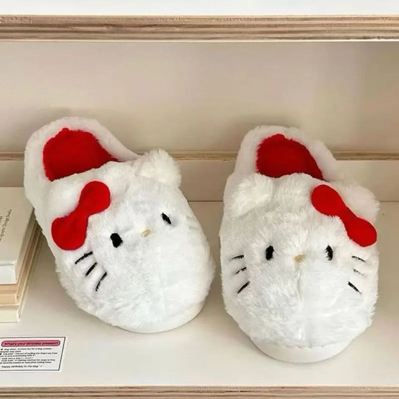 CozyKitty warme en schattige wintersloffen voor meisjes – zachte, comfortabele sloffen met lieve kattenprint voor warme voetjes.