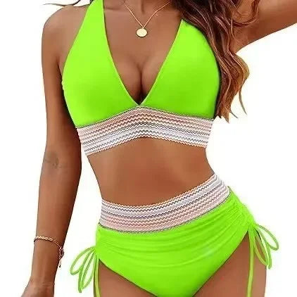 Tummy control bikini set voor dames – flatterende en comfortabele zwemsuit met controlerende taille, ideaal voor het creëren van een slanker silhouet. Perfect voor stranddagen en zwembaden.
