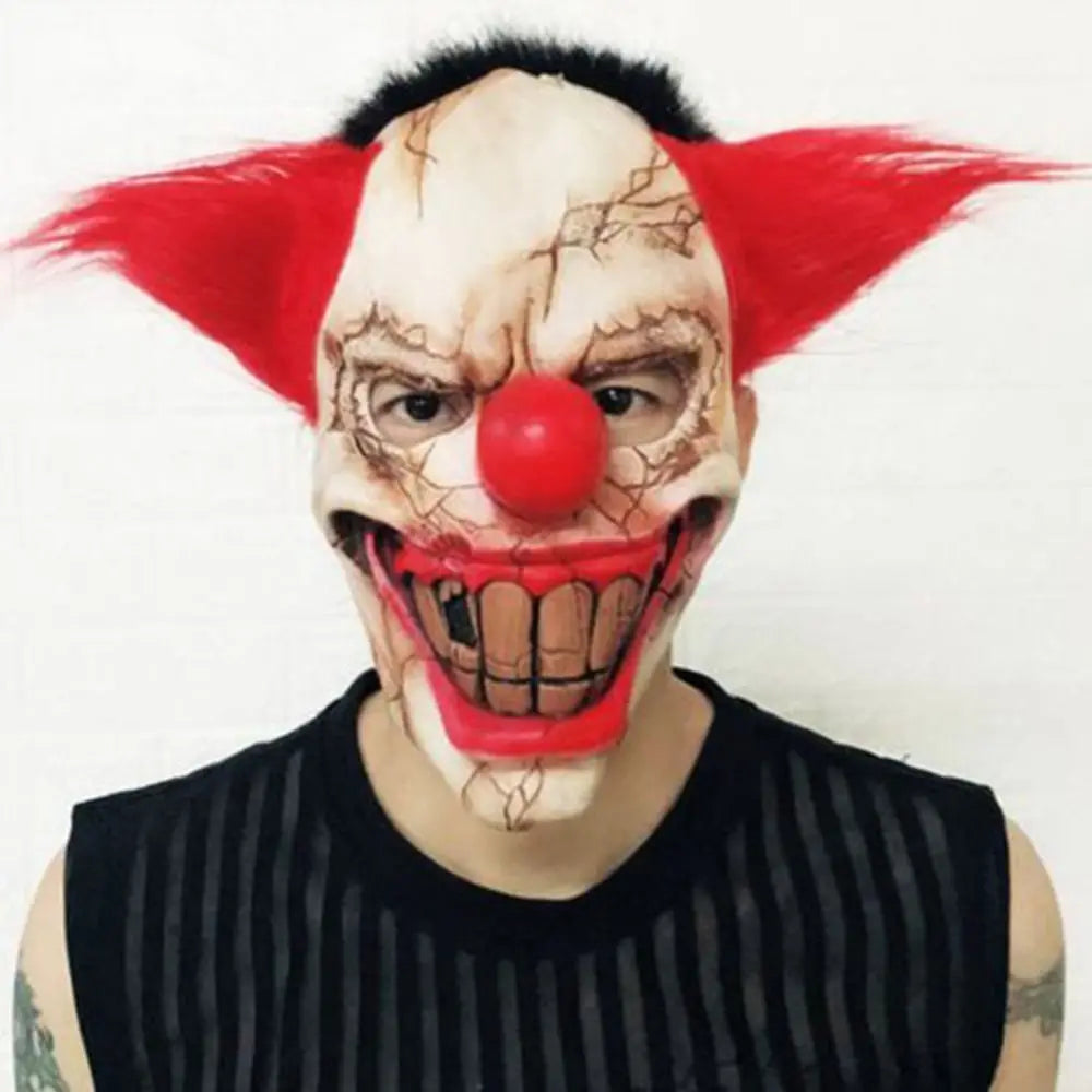 Halloween clown masker – eng en kleurrijk volledig gezichtsmasker van lichtgewicht materiaal, ideaal voor Halloween, cosplay en verkleedfeesten.