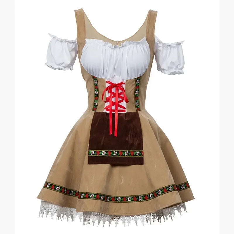 Trendy Oktoberfest dirndl-jurk voor dames – moderne Beierse jurk met elegante pasvorm, stijlvolle details en hoogwaardige stof, perfect voor bierfeesten en thema-evenementen.