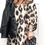 Luipaardprint Maxi Jurk met V-Hals