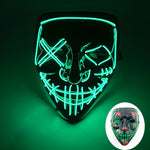 LED Halloween masker – draadloos lichtgevend party masker met meerdere stijlen en knipperende effecten, perfect voor Halloween, feestjes en cosplay voor kinderen en volwassenen.