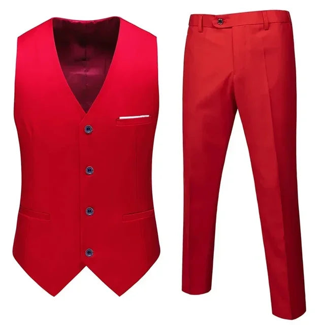 Heren slim fit set – stijlvol gilet en bijpassende broek, moderne pasvorm en hoogwaardige stof voor zakelijke en formele gelegenheden.