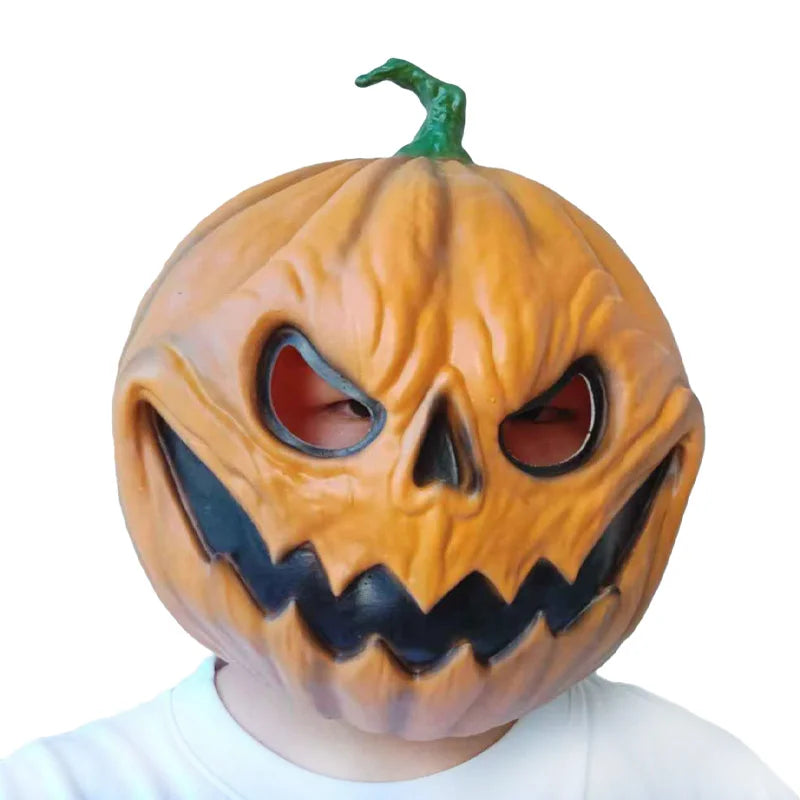 Halloween pompoen masker – volledig gezicht latex masker voor volwassenen en tieners, eng en realistisch ontwerp, perfect voor Halloween, verkleedfeesten en cosplay.
