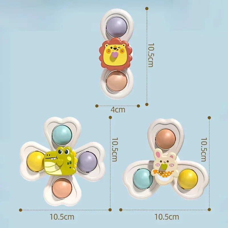3-delige zuignap draaier – fidget spinner - educatief badspeelgoed voor uren speelplezier. Stimuleert de motorische ontwikkeling van je kleintje tijdens het baden.