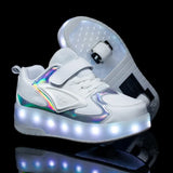 SparkRunners LED rolschaats sneakers voor kinderen – comfortabele en duurzame lichtgevende schoenen met kleurrijke LED-zolen, perfect voor buitenspelen en sportief plezier.