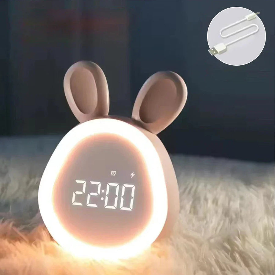 BunnyClock digitale kinderwekker met nachtlampje – kleurrijk display, eenvoudig te gebruiken en bevordert zelfstandig opstaan bij kinderen.