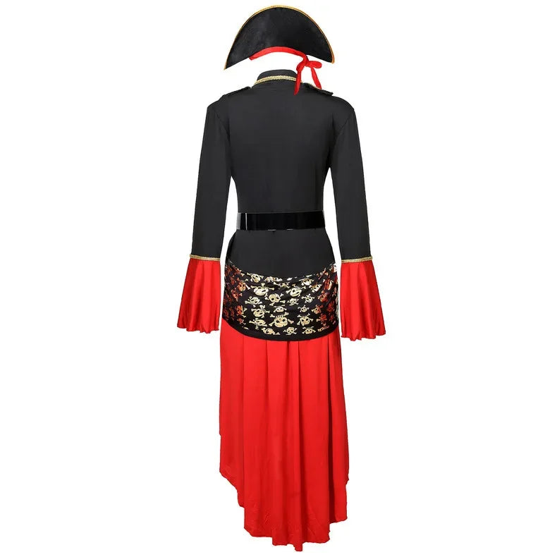 Piratenkapitein kostuum jurk – Halloween midi jurk voor dames, stoer en comfortabel ontwerp met piratendetails, perfect voor Halloween en verkleedfeesten.