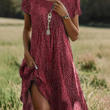 Gebloemde Midi Jurk met Knoopdetails