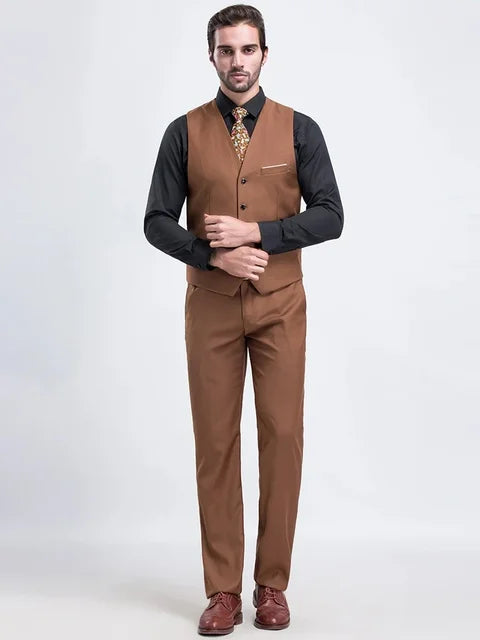 Heren slim fit set – stijlvol gilet en bijpassende broek, moderne pasvorm en hoogwaardige stof voor zakelijke en formele gelegenheden.
