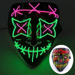 LED Halloween masker – draadloos lichtgevend party masker met meerdere stijlen en knipperende effecten, perfect voor Halloween, feestjes en cosplay voor kinderen en volwassenen.
