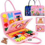 Montessori reis speelgoed – educatief sensorisch activiteitenboek dat de fijne motoriek en cognitieve ontwikkeling stimuleert. Perfect voor onderweg en thuis.