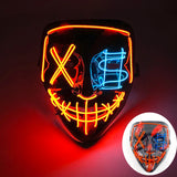 LED Halloween masker – draadloos lichtgevend party masker met meerdere stijlen en knipperende effecten, perfect voor Halloween, feestjes en cosplay voor kinderen en volwassenen.