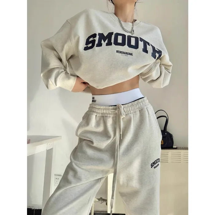 Tweedelige Joggingset met Opdruk en Wijde Broek